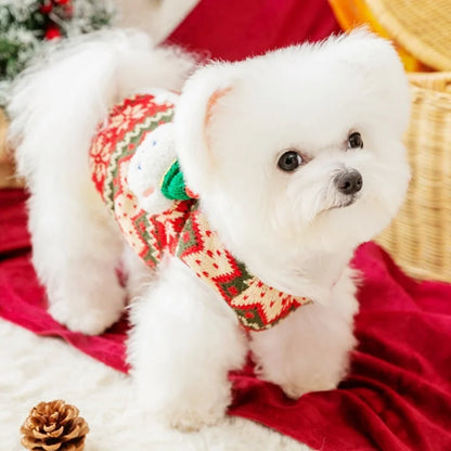 Winter Warm Pet Dog Coat Christmas Dog Clothes Cute Bear Snow Print Costume Chihuahua Happy New Year Puppy Vest Cardigan for Dog