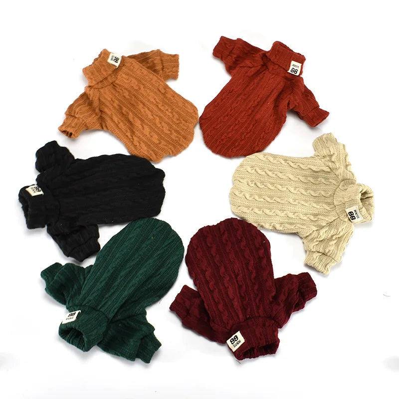 Pet Turtleneck Knitted Sweater Autumn Winter Warm Pet Puppy Dog Clothes for Small Dogs French Bulldog Dog Costume