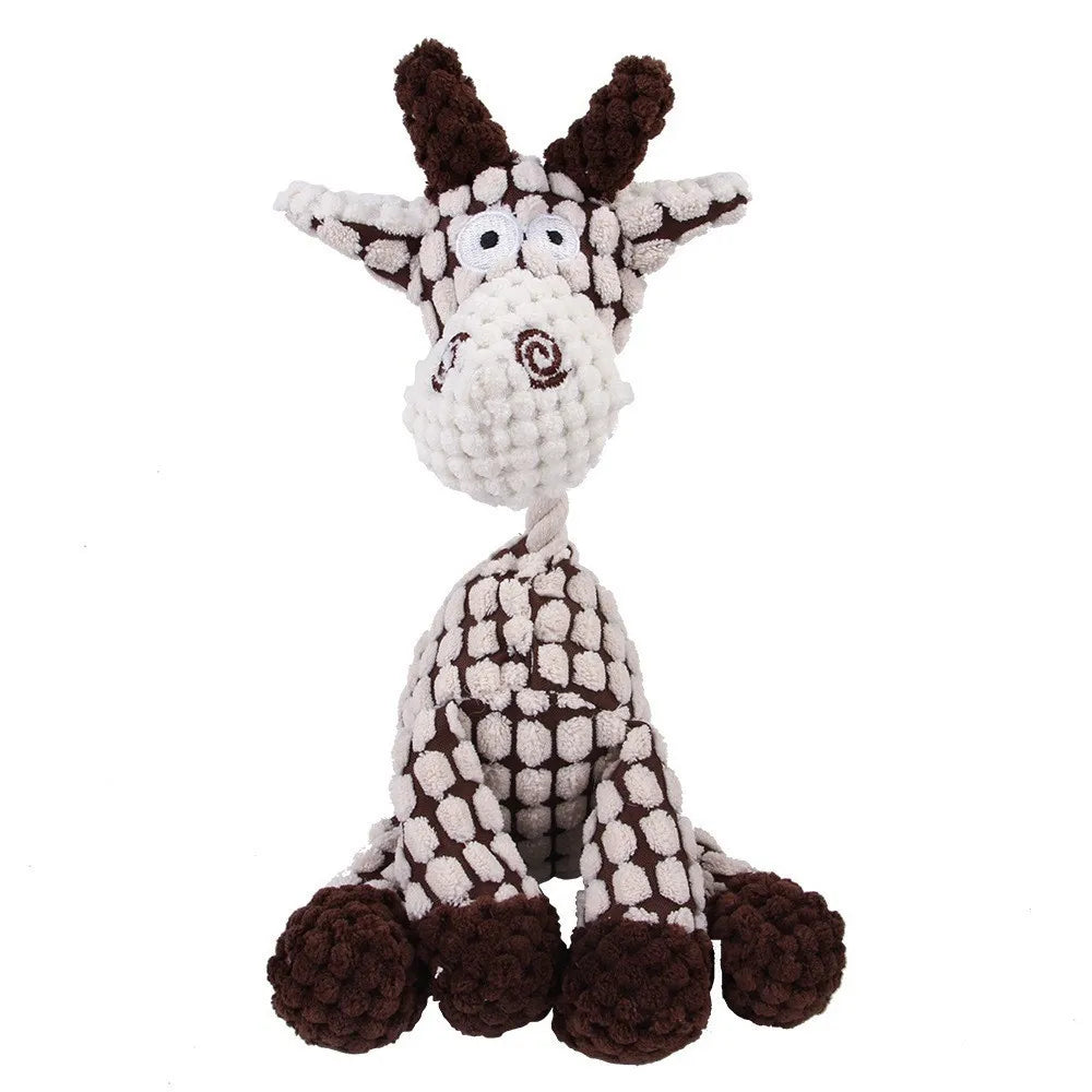 Plush Dog Toy Animals Shape Bite Resistant Squeaky Toys Corduroy Dog Toys for Small Large Dogs Puppy Pets Training Accessories
