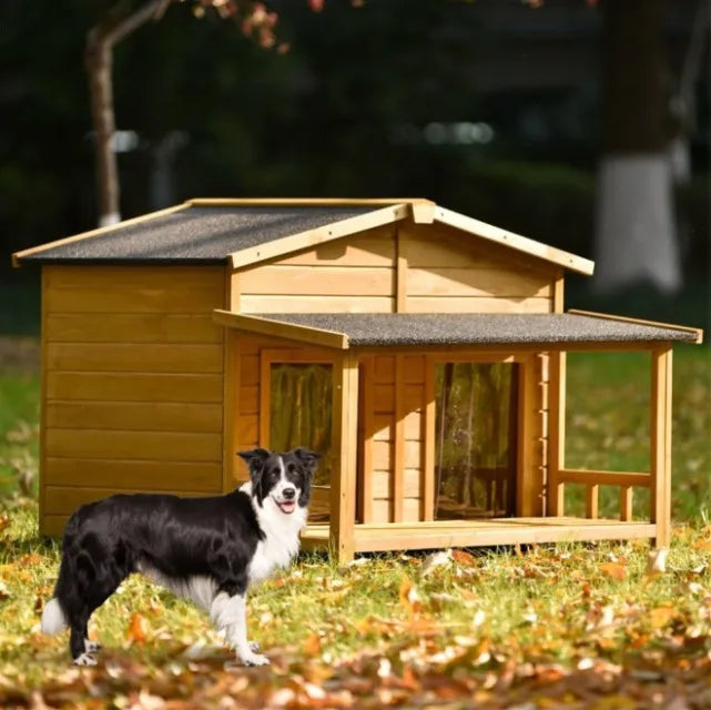 Outdoor Dog House with Balcony Four Seasons Universal Large Space Rainproof Sunproof Detachable Pet Villa Suitable