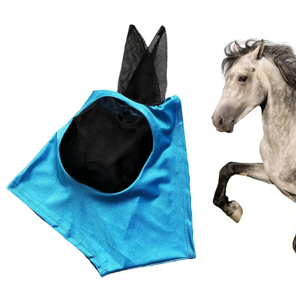Fly Covers for Horses Fine Mesh UV Blocking Elastic Cover with Ears Machine Washable Equestrian Supplies for Outdoors