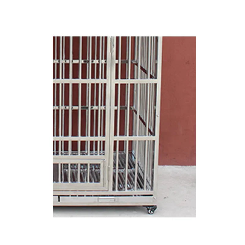 Dog cage, stainless steel square tube  Large bold  Folding square tube metal dog cage with tray Enough cage