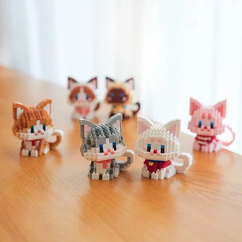 Cute Cat Meow Series Tiny Particle Orange Cat Building Blocks Ragdoll Silver Gradient Cow Building Block Toy