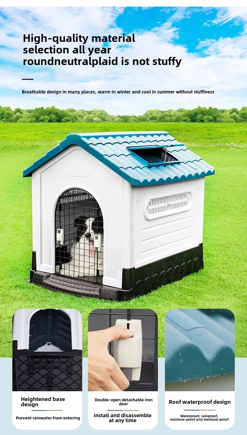 Outdoor Rainproof Pet Nest Four-season Universal with Toilet Plastic Kennel Sunscreen Dog Shed with Toilet with Toile