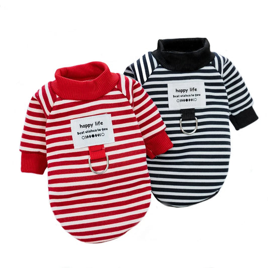 Dog Cat Hoodies with Tractional, Autumn Winter Stripe Sweatshirt Dog Clothes for Small Medium Dogs Cats Puppy Pullover Coat