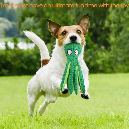 Squeaky Dog Toy Octopus Toy for Aggressive Chewers Tough No Stuffing Plush Crinkle Interactive Pet Toys for Puppy and Large Dogs