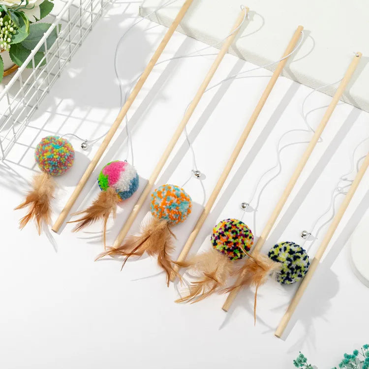 Cat Toy Cat Teaser Sticks Pussy Cat Stick Hair Ball Cat Bite Interactive Toy Replacement Head Pet Supplies