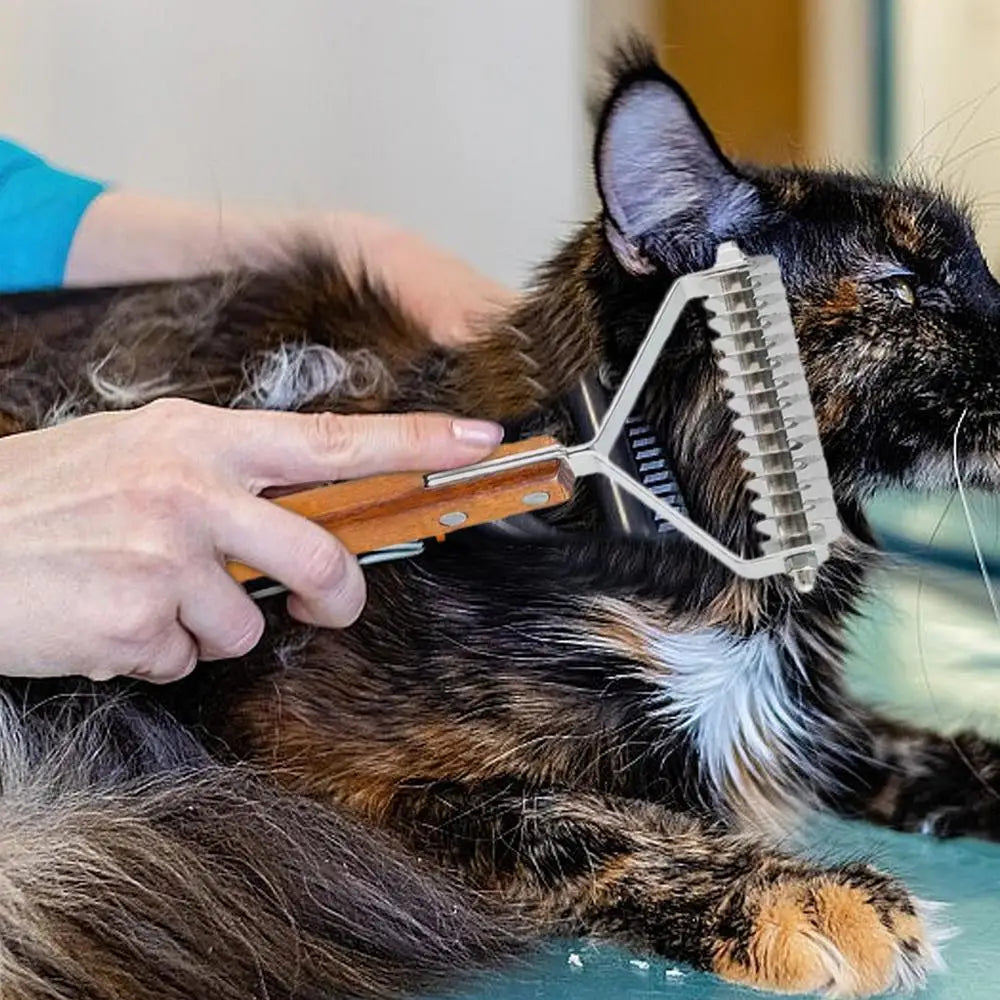Pet Hair Comb Pet Hair Remover Cats Grooming Comb Non-Slip Pet Hair Comb with Wooden Handle and Comfortable Grip for Home Pet