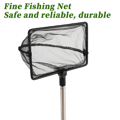 UXCELL Fishing Landing Net Handhold Fish Tank Net Stainless Steel Extendable Handle for Fish Tank Aquarium Accessories