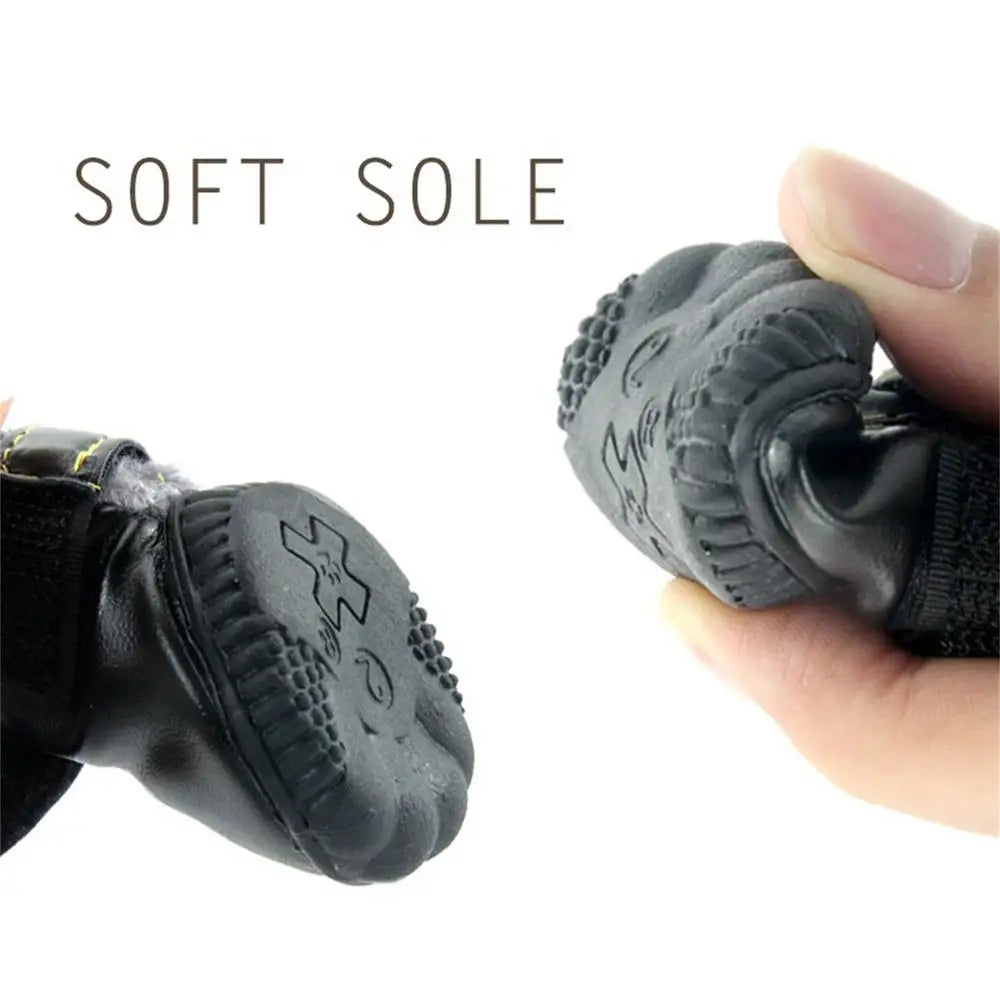 Dog Winter Boots 4PCS Winter Warm Skid-proof Snow Boots For Small Dog Breathable Dog Boots