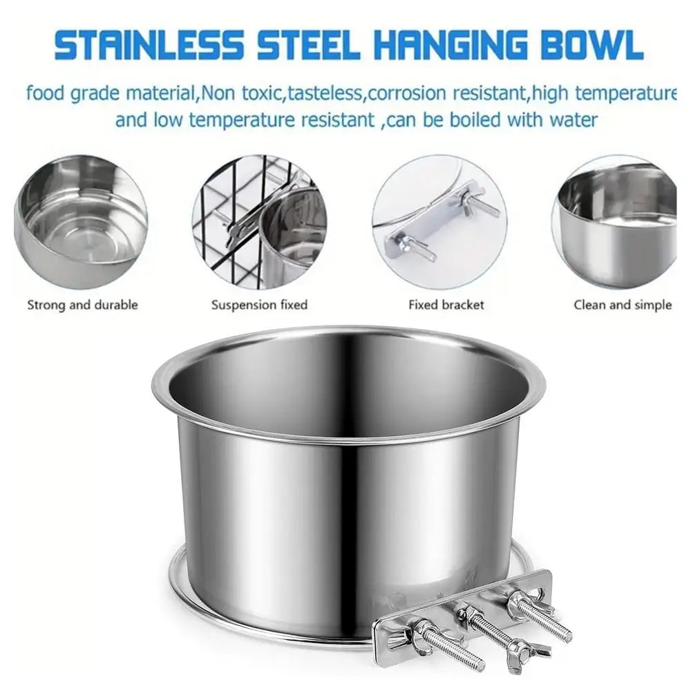 Crate Water Bowl Stainless Steel Dog Crate Hang Water and Food Bowls Feeder Dish for Dogs & Cats for Dry and Wet Foods Pet Cage
