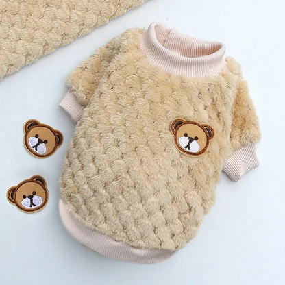 2024 New Warm Fleece Pet Clothes Cute Print Coat Small Medium Dog Cat Shirt Jacket Teddy French Bulldog Chihuahua Winter Outfit