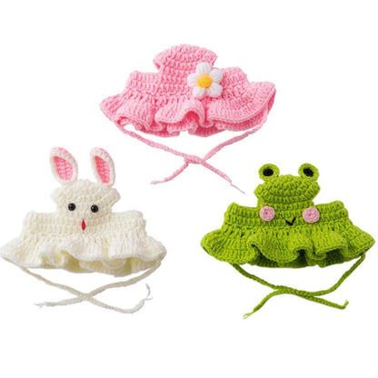 Luxury Design Pet Hat for Small Dogs Knitting Animal Shaped Cosplay Puppy Head Wear Caps New Year Warm Lace Up Cat Accessories