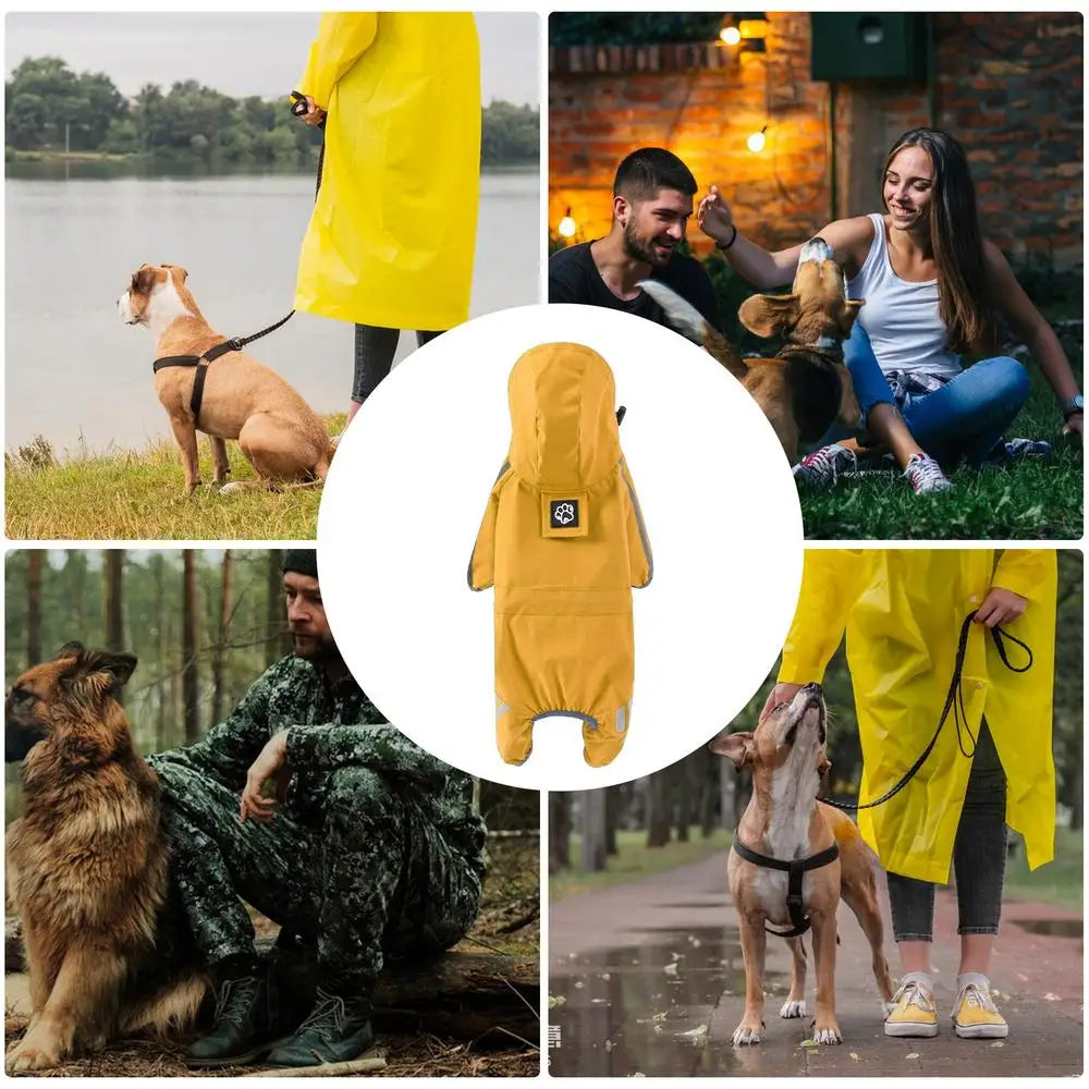 Dog Raincoat Waterproof Reflective Hooded Pet Rain Jacket 4 Legs Lightweight Rain Poncho Clothes for Small Medium and Large Dogs