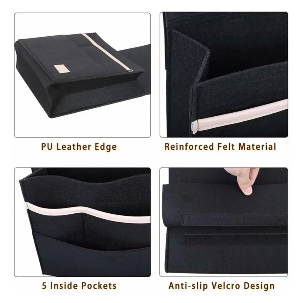 Bedside Organizer Caddy Felt Storage Bag Bed Sofa Shelf Pouch Holder Books Holder And Tissue Box Versatile Compact And