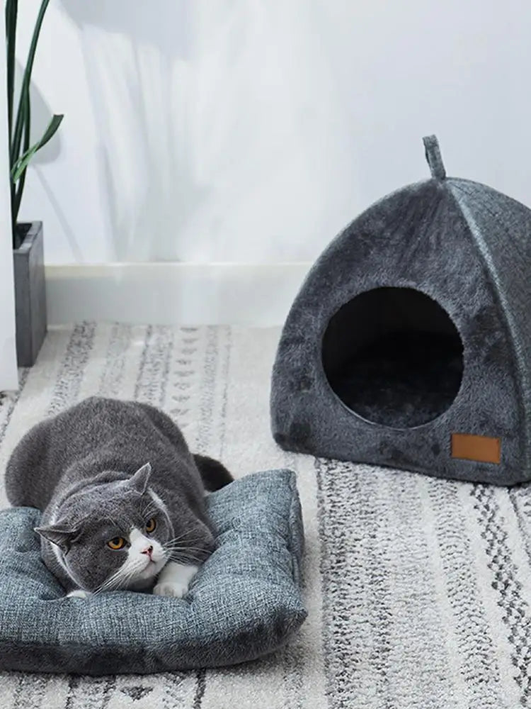 New Triangle Cat Nest New Deep Sleep Comfort In Winter Cat Bed Closed Cat House Pet Nest Safe Pet House Pet Supplies