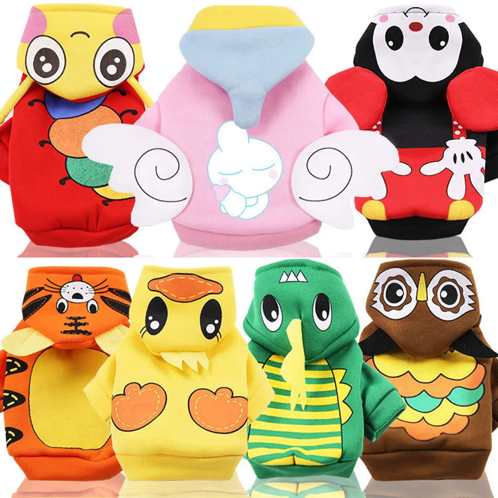 Costumes Cartoon Cute Pet Dog Clothes Winter Christmas Soft Fleece Animal Duck Owl Tiger Dinosaur Cosplay Dog Hoodies Clothes