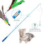 Cross-border new pet cat toy set colorfulfulful feather fishing rod caterpillar bell replaceable head funny cat stick
