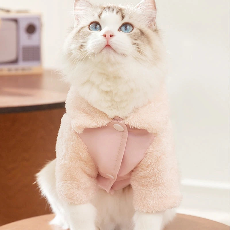 Winter Dog Jacket Fleece Pet Coat Double Sided Wear Dog Warm Clothes Thickened Cat Clothing Chihuahua Bichon Costume with D-Ring
