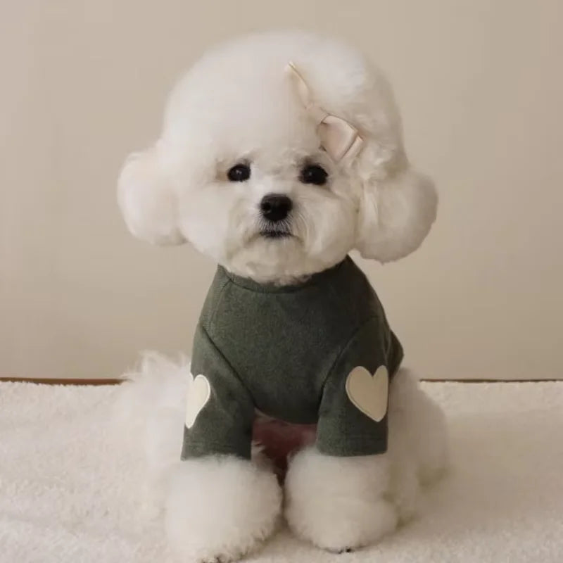 Autumn and Winter Puppy Clothes Warm Dog Vest French Love Chihuahua Outfits Yorkies Poodle Jacket Pug Teddy Coat Pet Hoodie