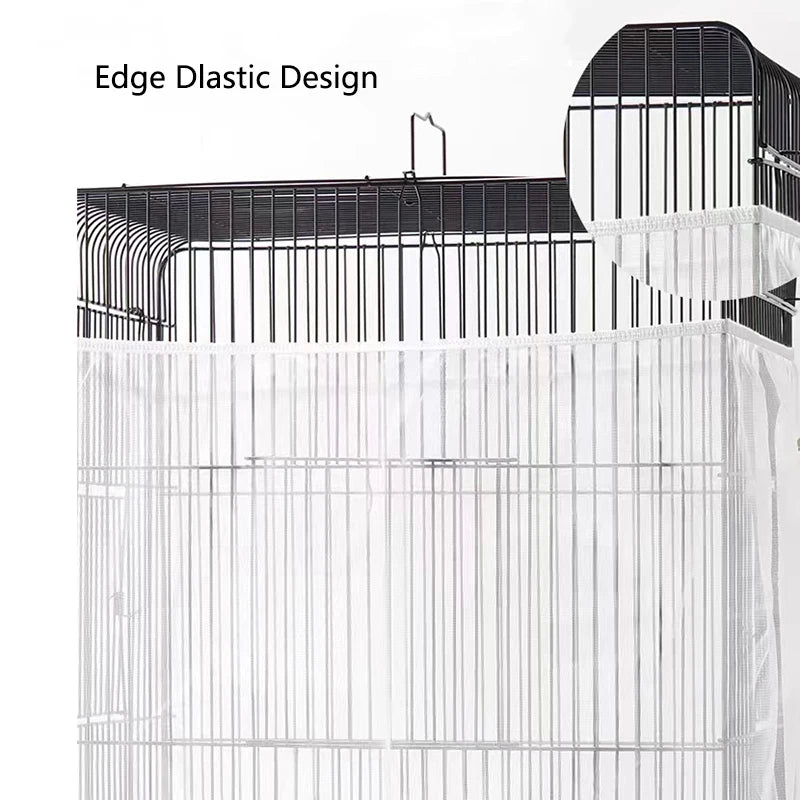 High Quality Nylon Mesh Bird Cage Cover Shell Skirt Net Easy Cleaning Seed Catcher Guard Bird Cage Accessories Parrot Bird Net