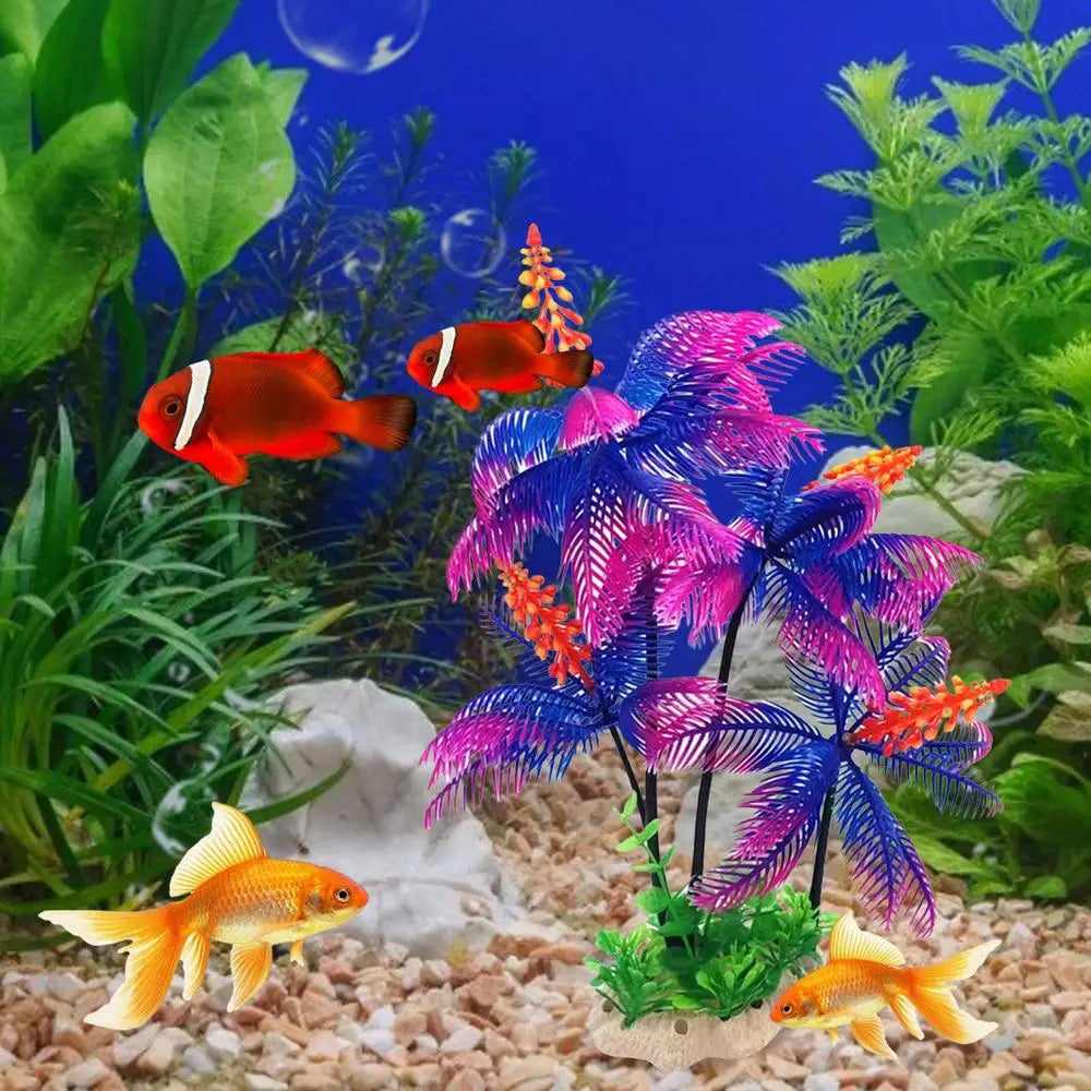 Aquarium Tree Fish Tank Plants & Decor Coconut Tree Design Toys Fish Tabletop Ornament For Household Home Aquarium Fish Tank