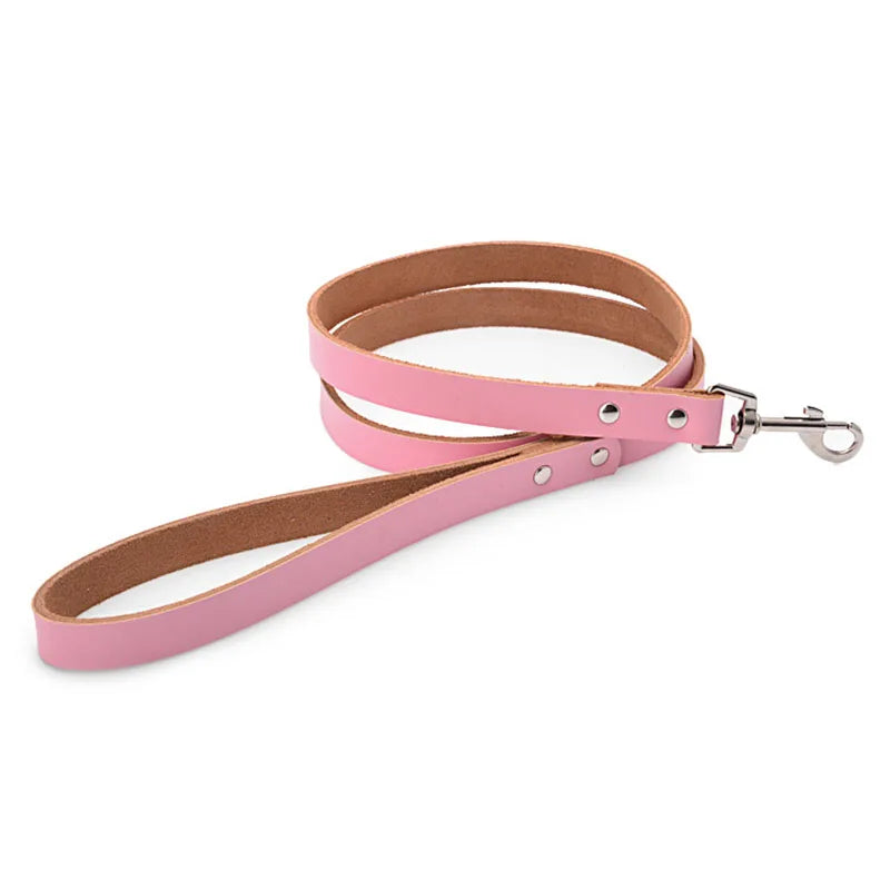 Adjustable Dog Collars Genuine Leather Pet Dog Collar Leash Lead For Small Medium Large Dogs Bulldog Pugs Beagle Dogs Supplies