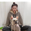 autumn winter fleece pet clothes dog hooded pet parent-child clothing stripe French Teddy small dog cat clothing