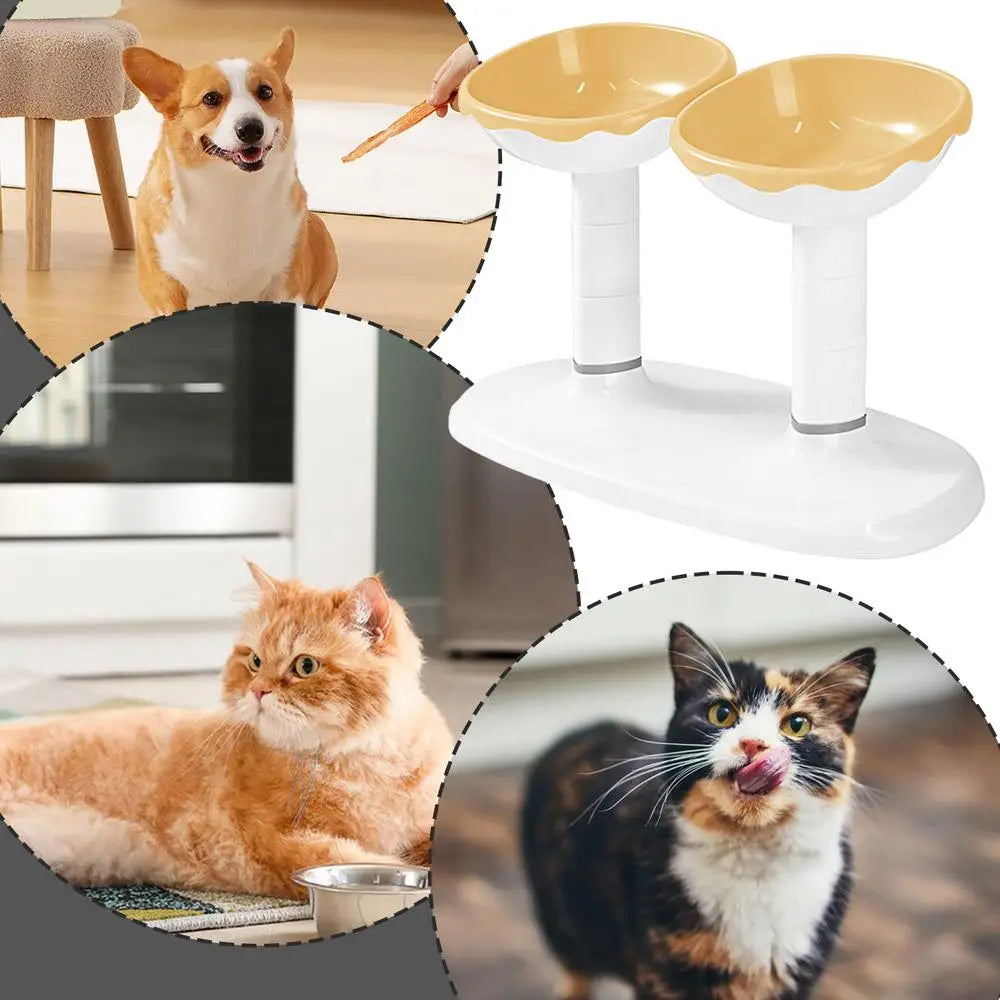 Cat Dishes For Food And Water Height Adjustable Pets Water And Food Bowl Set Large Capacity Cat Food Feeder And Waterer Set For