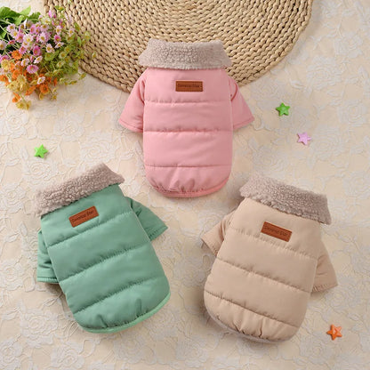 Dog Winter Coat 2024 New Dog Clothes for Small Medium Dogs, Thicken Warm Fleece Collar Dog Down Jacket for Cold Weather Apparel