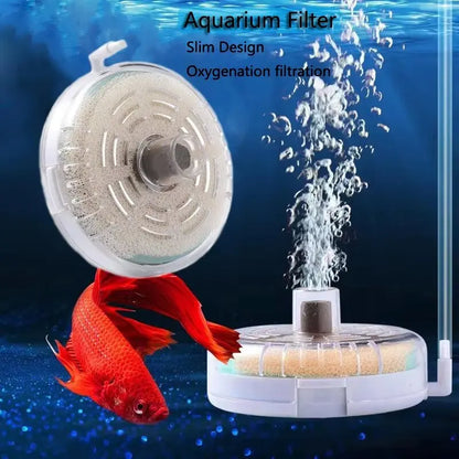 Round Aquarium Fish Tank Filter Transparent Biochemical Sponge Filter Aquarium Water biological Filter Submersible Water Pump