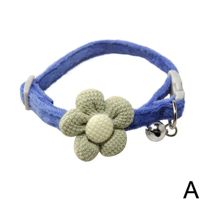 Pet Collar Cute Knitting Flower Bell Collar With Adjustable Collar Style Cartoon Cat Safety Small Dog Pet Supplies Buckle V6S4