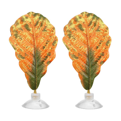 UXCELL 2/4 Pcs Aquarium Artificial Plastic Plants Betta Fish Leaf Pad with Suction Cup Betta Bed Leaf Hammock Resting Hide Decor