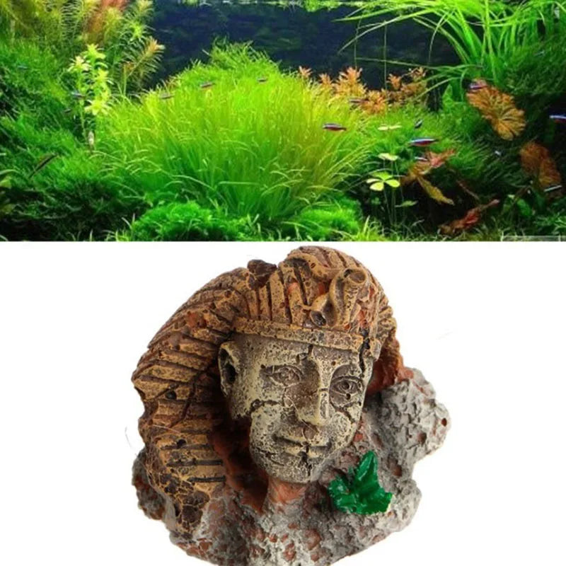 1Pcs Resin Aquarium Decoration Fish Tank Ancient Antique Roman Statue Ornament Acuario Rocks for Aquarium Fish Decor Reptile Box