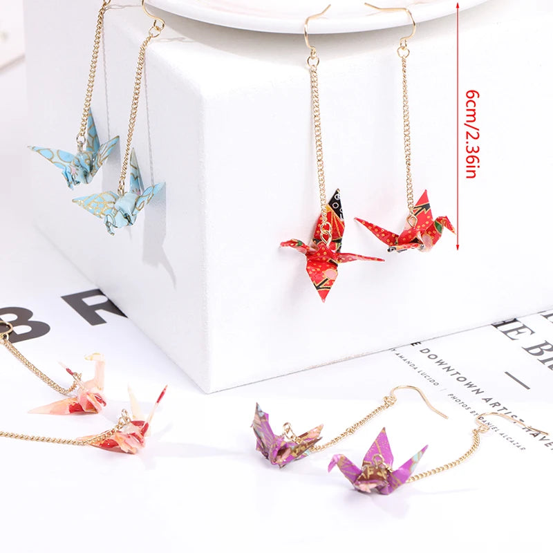 Kranich Earrings Origami Miniblings Bird Cranes Faltkunst Senbazuru Paper