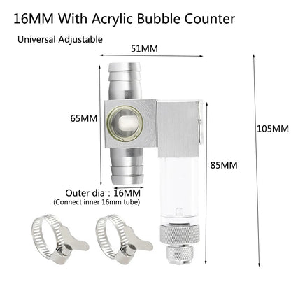 Metal ﻿Aquarium CO2 External atomizer, with bubble counter atomizer, super diffuser outside the fish tank, for aquatic plants