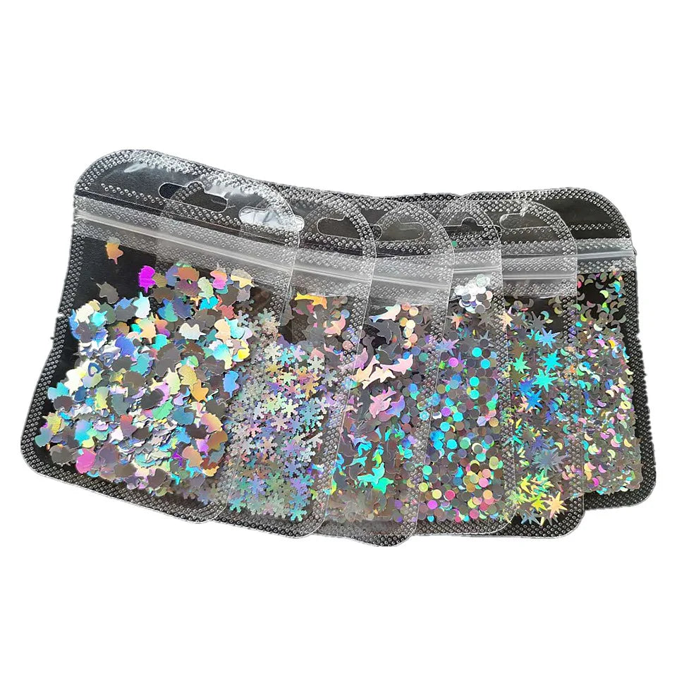 Cross-border Supply 10G BaG Laser Sequins Laser Four-pointed Star Butterfly Star DIY Crystal Glue Material