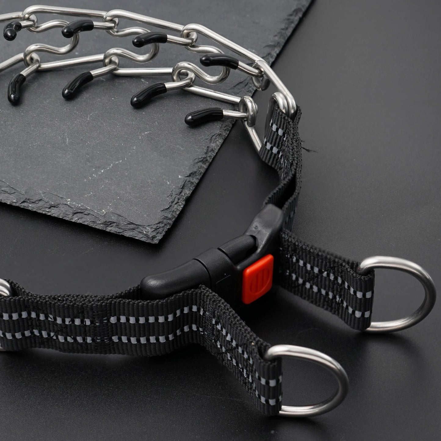 Reflective Dog Pinch Collar for a Small, Medium, Large Dog Stainless Steel No Pull Dog Collar with a Quick Release Buckle
