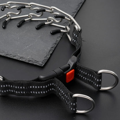 Reflective Dog Pinch Collar for a Small, Medium, Large Dog Stainless Steel No Pull Dog Collar with a Quick Release Buckle