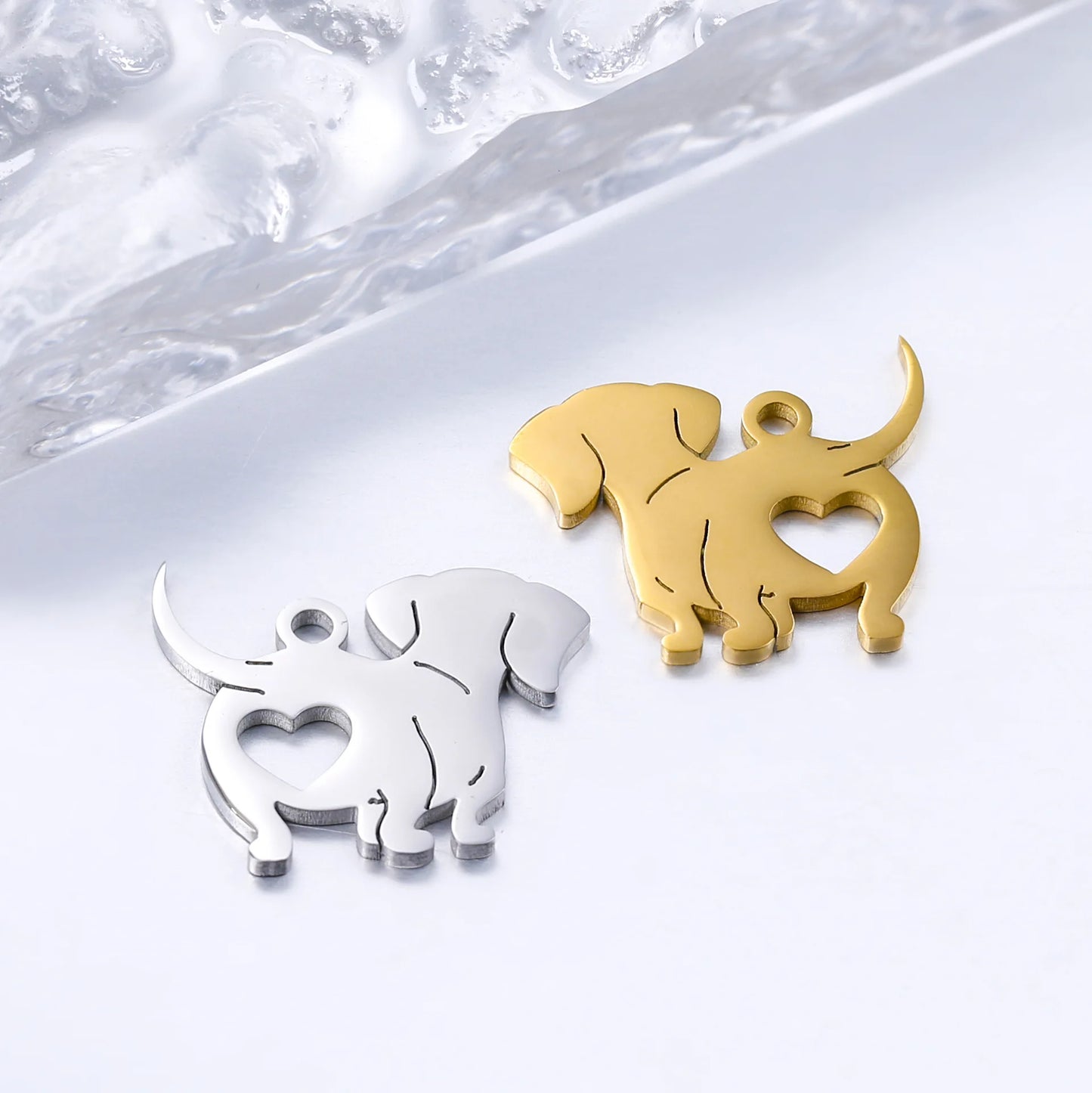 5Pcs New Cute Stainless Steel Dog Charms Lovely Animal Charms for Earrings Bracelet Necklace Pendant Handmade Jewelry Making DIY