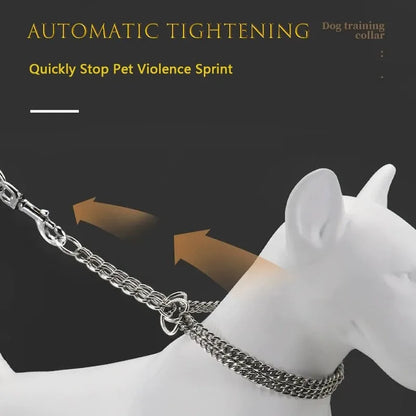 30-71cm Dog Collar Metal Adjustable Double Row Telescopic Chain Triple Ring Explosion-Proof Punch Collar Dog Training Supplies