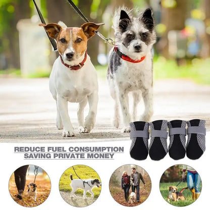 Small Dog Shoes Mesh Hiking Boots Paw Protector 4pcs Breathable Dog Shoes Adjustable Non Slip For Outdoor Running Walking Summer
