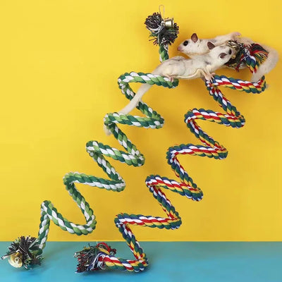 50/100/150/200cmParrot Bird Standing Toys Cotton Rope Colorful Toy Chew Perches for Bird Cage Standing Woven Rope Bird Accessory