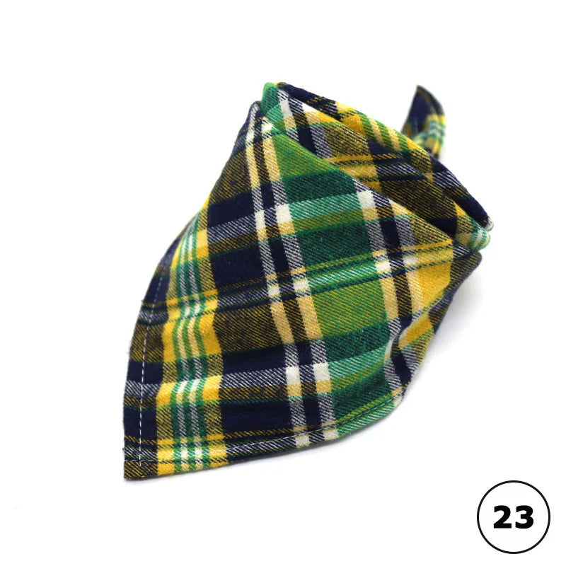 Plaid Cat Dog Bandana Pet Puppy Soft Cotton Bandanas Handkerchiefs Scarfs Triangular Bandages Accessories for Kittens Puppies