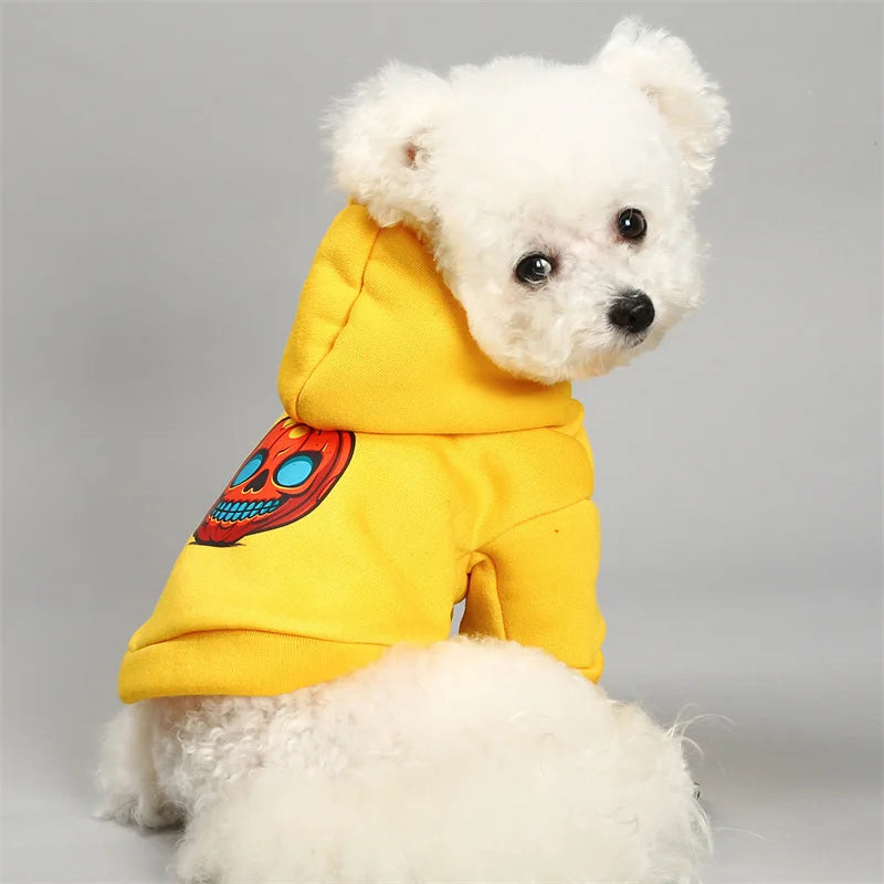 Horror Print Puppy Dog Hoodie Sweater Autumn Spring Pet Clothes for Small Dogs Chihuahua Pomeranian Pullovers mascotas Costume