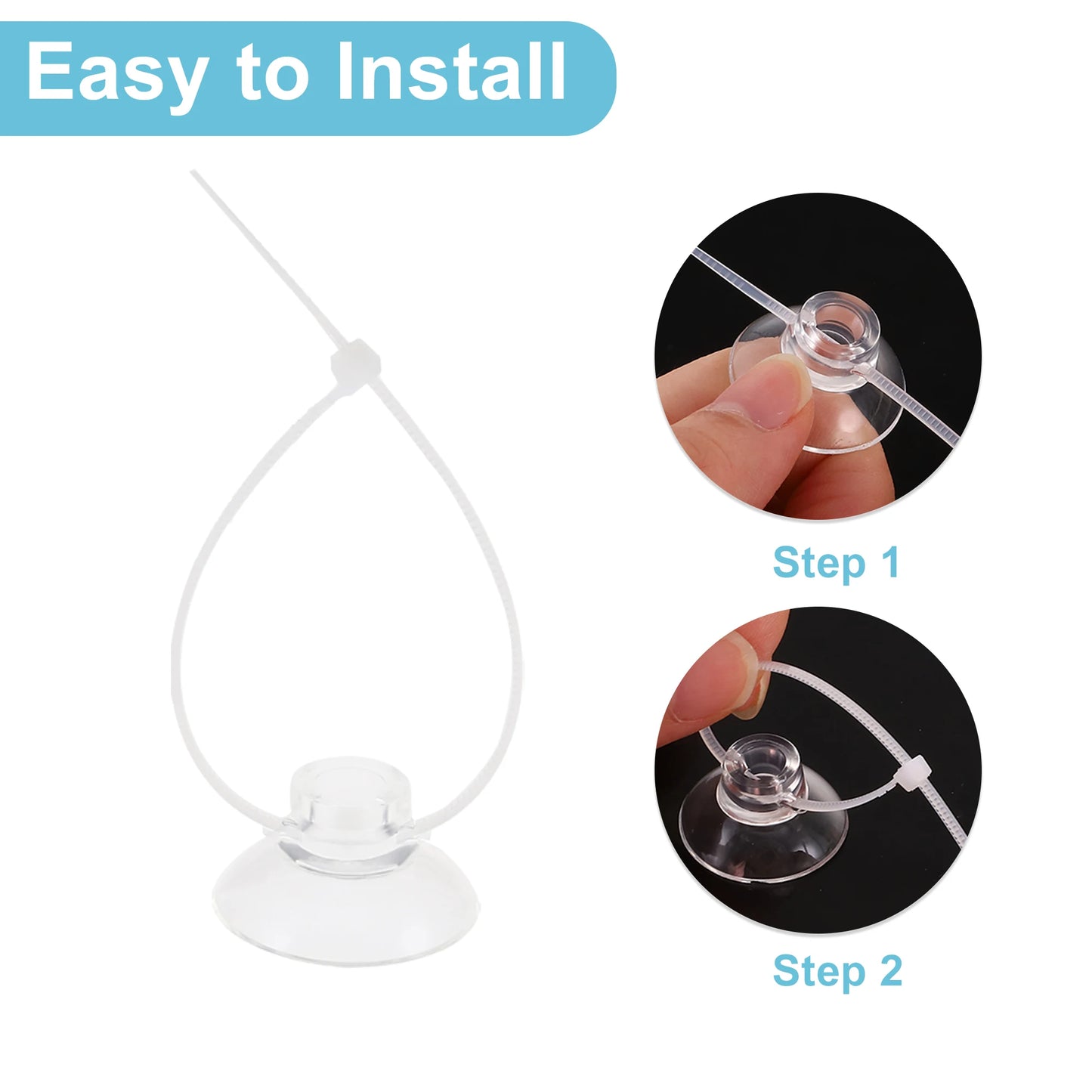 UXCELL Aquarium Clear Suction Cups Set 25mm Suction Cups Airline Tubing Holder with 30 Zip Ties Plastic Hook Suction Cup