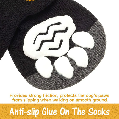 Anti-Slip Dog Socks Adjustable Pet Non-Slip Paw Protection with Paw Pattern for Puppy Dog Indoor Traction Control Wear on Floor