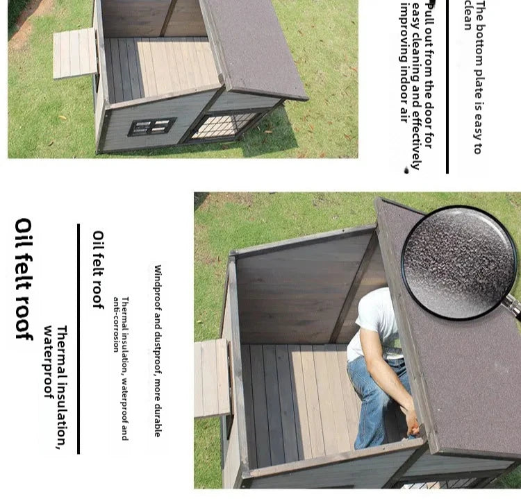 Solid Wooden Dog House Outdoor Double Top Outdoor Dog Crate Rainproof Golden Retriever Crate Extra Large Universal Dog House