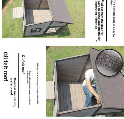 Solid Wooden Dog House Outdoor Double Top Outdoor Dog Crate Rainproof Golden Retriever Crate Extra Large Universal Dog House