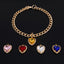 Luxury Dog Cat Necklace Jewelry with Heart Diamond Pendant Design Gold Chain Collar Pet Wedding Birthday Costume Accessories